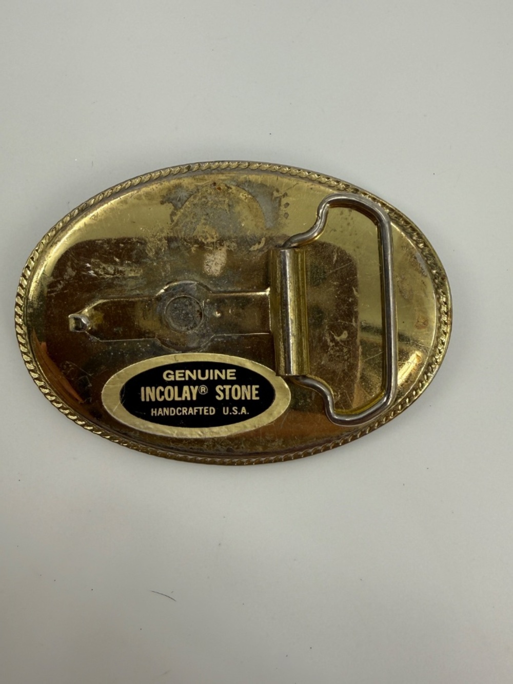 Vintage Genuine Incolay Stone Clipper Ship Belt Buckle Nautical Sailing USA. - Picture 2 of 5